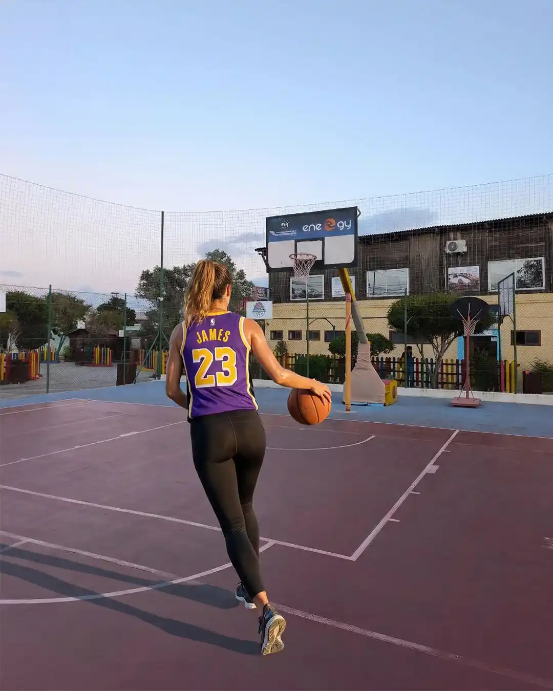 Elena playing basketball